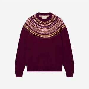 NEW JUMPER1234 women's fairisle yoke crew neck sweater in rouge noir